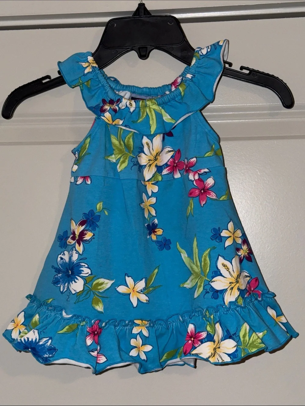 Koala Kids Turquoise Floral Summer Dress with Matching Bloomers Vintage 90’s